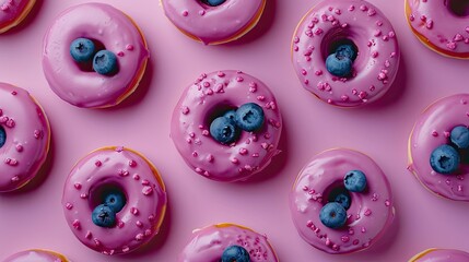 Fototapeta premium Lilac donuts. Generative AI
