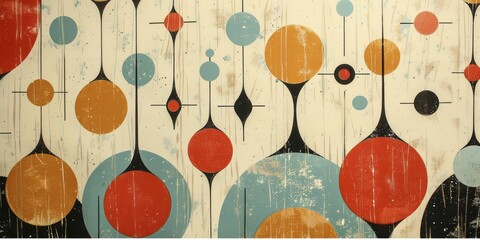 Wallpaper from the classic 1950s featuring atomic designs, embodying mid-century modern charm with nostalgic vibes