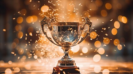 The victory cup symbolizes success, triumph, achievement, and recognition, serving as a tangible representation of accomplishment and excellence in endeavors.
