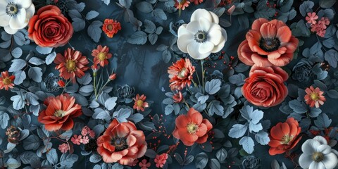 Interactive floral wallpaper, augmented reality enabled designs, immersive modern decor