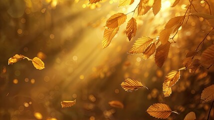 Sunlit autumn leaves. Generative AI