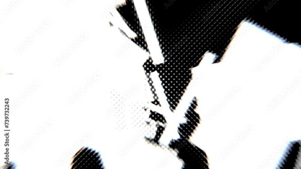 Poster abstract background with black and white halftone shapes light rays and fast loop motion