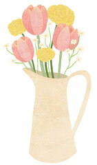 花瓶に入ったピンクのチューリップの花束