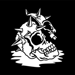 vector illuistration tracing of skull skeleton artwork for tshirt and mascot