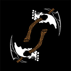 vector illuistration tracing of skull skeleton artwork for tshirt and mascot