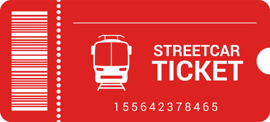Travel transport tickets with barcode on white background. Streetcar Tram ticket in flat design with barcode. Pass card for transport. Transport pictogram. Vector illustration EPS 10. - obrazy, fototapety, plakaty