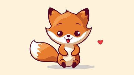 Abstract cute fox holding a heart-shaped tail. simple Vector art