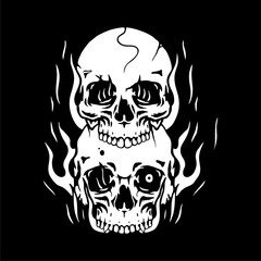 vector illuistration tracing of skull skeleton artwork for tshirt and mascot