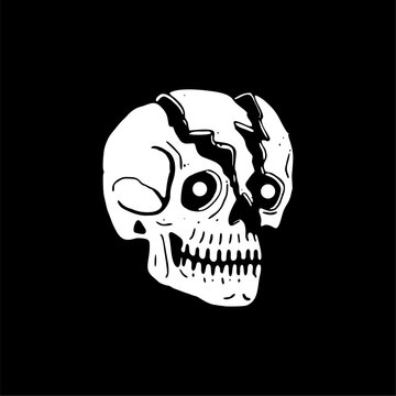 vector illuistration tracing of skull skeleton artwork for tshirt and mascot