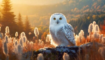 Mystical Morning: Capturing a Fluffy White Owl in Backlight"