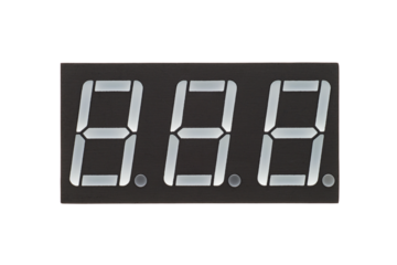 Tree digits of LED seven-segment display indicators isolated. Transparent PNG image.