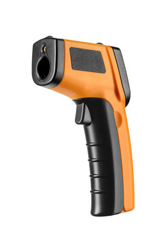 Non-contact handheld infrared pyrometer thermometer isolated. Transparent PNG image.