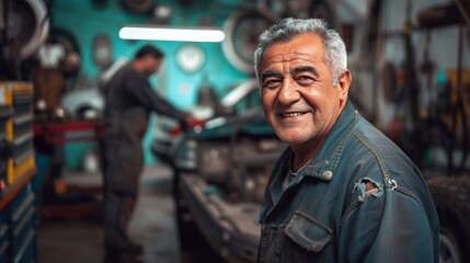 Obraz premium Car Repair Male wearning suit and smiles at the camera hd photo