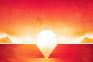 Fotobehang triangles abstract sunset background in red orange © rutchakon