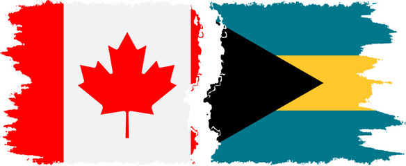 Bahamas and Canada grunge flags connection vector