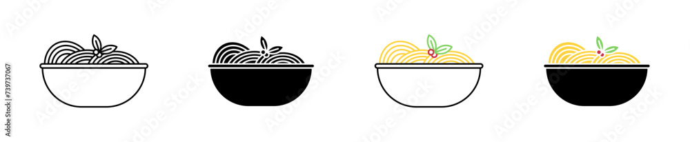 Wall mural pasta vector illustration set. spaghetti and noodle bowl sign suitable for apps and websites ui desi - Wall murals