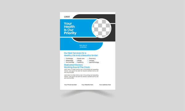 Set of Editable Medical banner design template. Layout template, brochure background. A4 size for poster, flyer or cover.