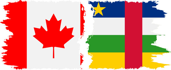 Central African Republic and Canada grunge flags connection vecto