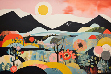 Abstract vision of nature: a landscape in the style of surrealism