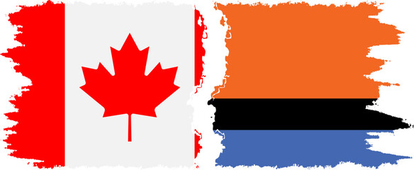 Chagos and Canada grunge flags connection vector