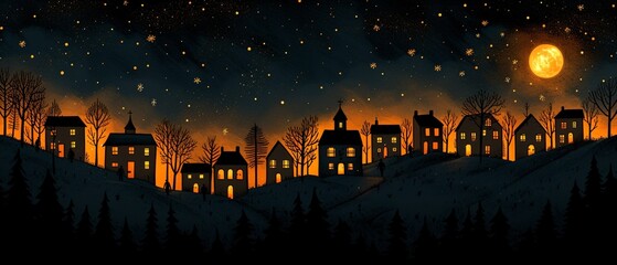 A Nighttime Walk in the Neighborhood A Starry Night in December Generative AI