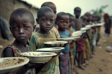 African poor homeless sad children are standing  © CStock