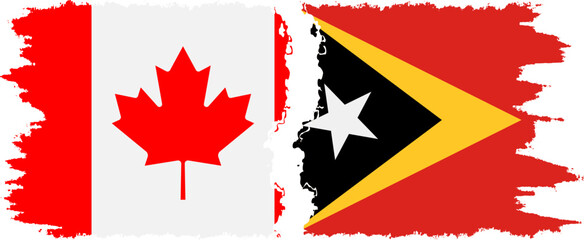 Timor-Leste - East Timor and Canada grunge flags connection vector