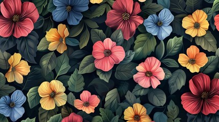 Flower Power A Vibrant Display of Seasonal Blossoms Generative AI - obrazy, fototapety, plakaty