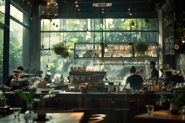 Blur coffee shop or cafe restaurant, Blurred restaurant  - obrazy, fototapety, plakaty