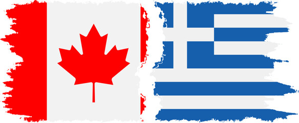 Greece and Canada grunge flags connection vector