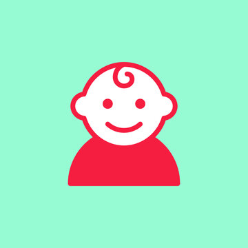 Vector child icon. Happy smile children pictogram. Modern kids symbol illustration. Minimal baby face sign template