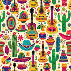 Colorful Guitars and Cacti A Vibrant Tribute to the Month of May Generative AI