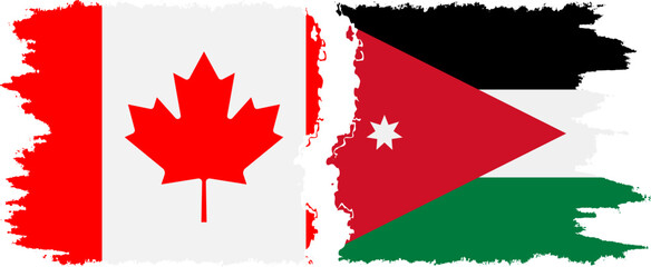 Jordan and Canada grunge flags connection vector