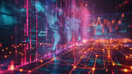 Navigating Global Connectivity: Abstract World Maps and Digital Network Dots, Futuristic Global Communications Abstract Maps and Digital Connectivity