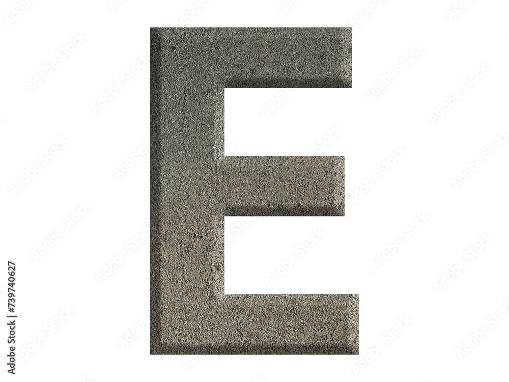 Wall mural the shape of the letter e is made from cement, isolated on transparent background, png