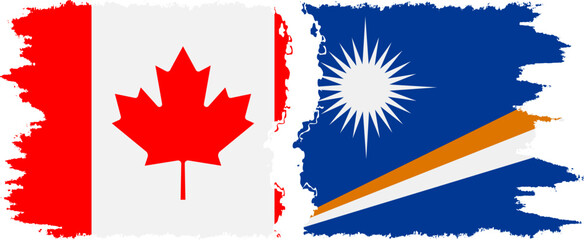 Marshall Islands and Canada grunge flags connection vector