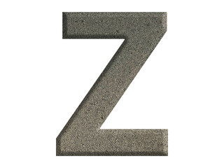 The shape of the letter Z is made from cement, isolated on transparent background, PNG