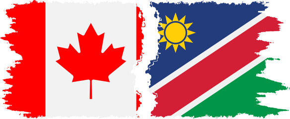Namibia and Canada grunge flags connection vector