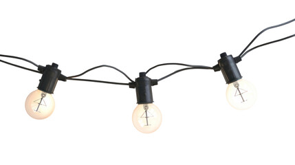 string wired bulbs isolated on transparent and white background.PNG image