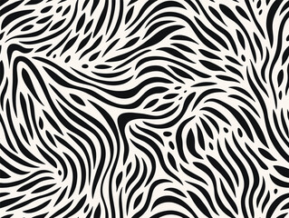 Perfectly seamless pattern, vector repeated abstract texture. Organic shapes background, black and white monochrome wallpaper