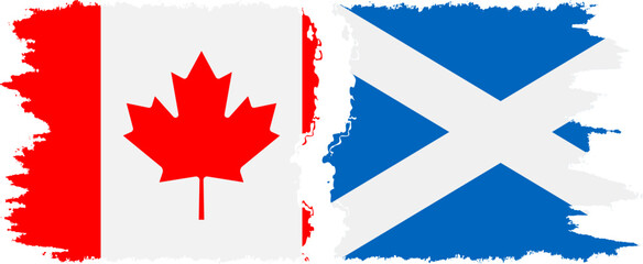 Scotland and Canada grunge flags connection vector