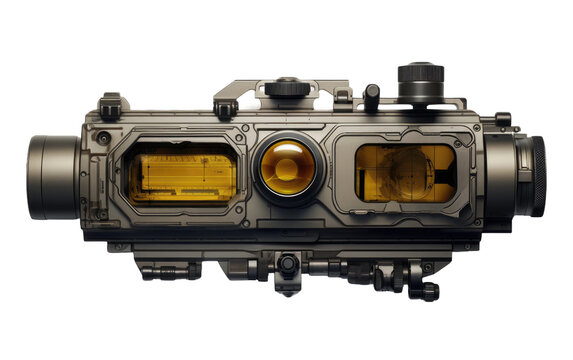 Close up of Camera. A detailed view of a camera, showcasing its features and design. on a White or Clear Surface PNG Transparent Background.