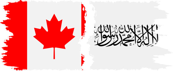 Afghanistan and Canada grunge flags connection vector