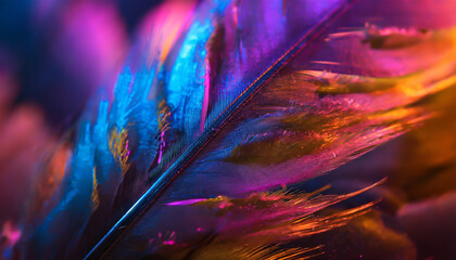Feather pigeon macro photo. texture or background of colorful color beautiful art