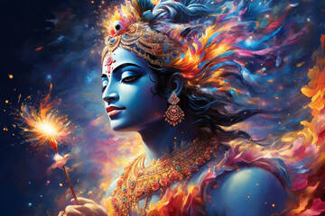 The god of Krishna visualization 