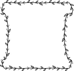 Obraz premium Flower wreath leaf floral border Vintage frame vector Horizontal Frame Square Frame picture frames Branch laurel botanical silhouette black retro badge elements decoration