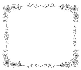 Decorative Botanical floral leaves frame border , Outline flower border frame 