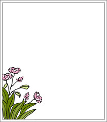 Decorative Botanical floral leaves frame border , Outline flower border frame 
