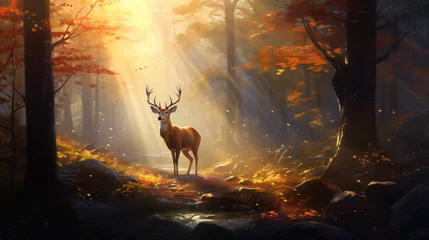 Zelfklevend Fotobehang Painting of a deer © Cybonix