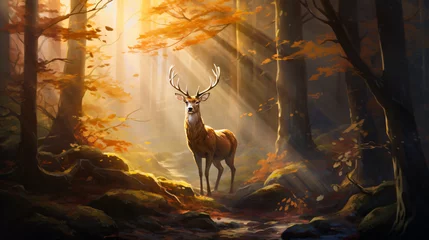 Fotobehang Painting of a deer © Cybonix